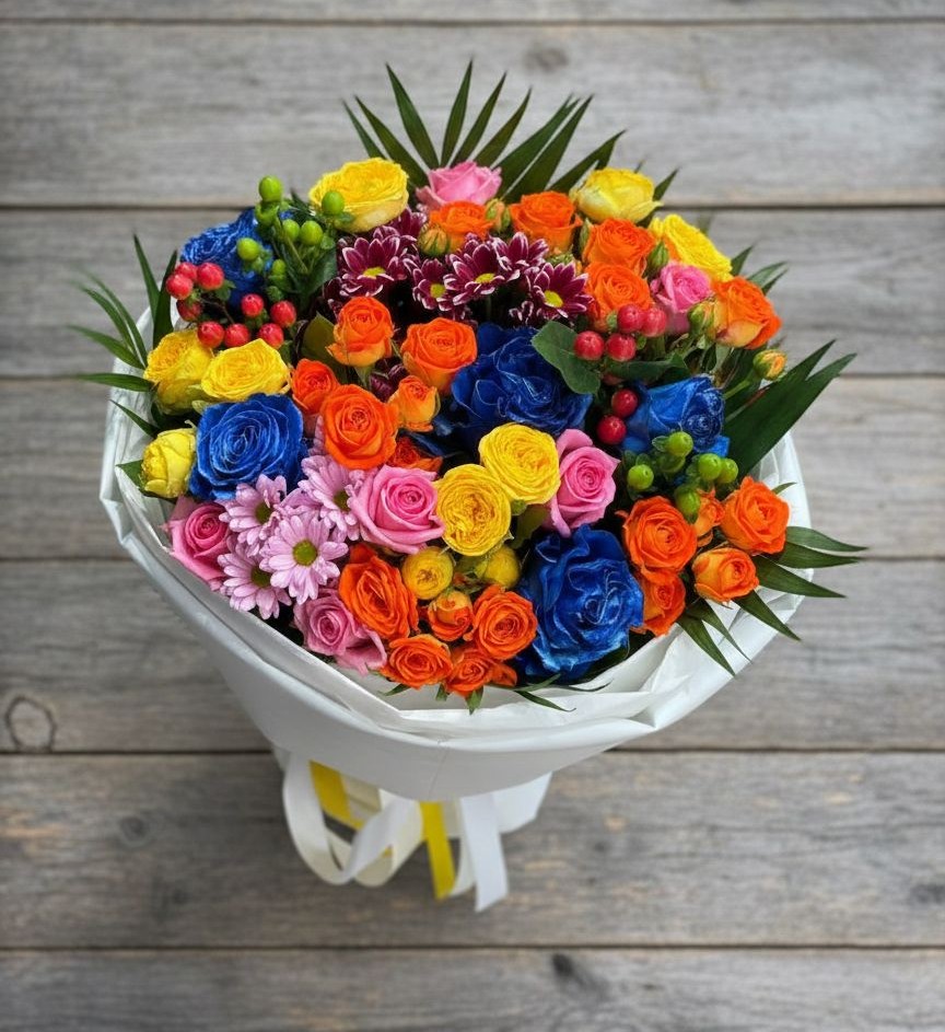 Букет цветов из: Розы и Хризантемы в Фосфоритный