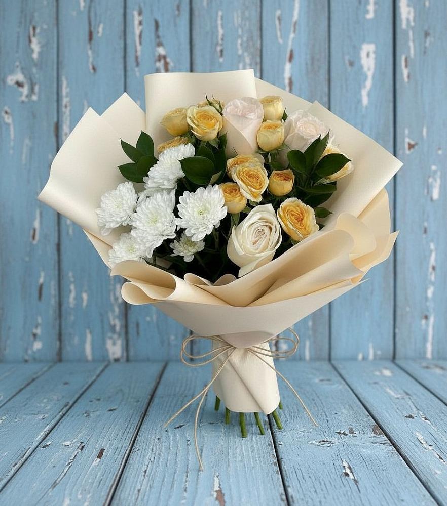 Букет цветов из: Розы и Хризантемы в Фосфоритный