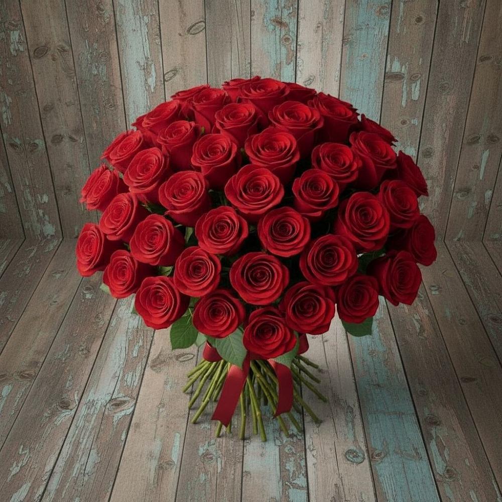 Букет 55 Красных роз Фридом в Фосфоритный
