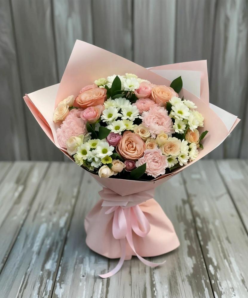 Букет цветов из: Гвоздики, Розы и Хризантемы в Фосфоритный