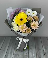 Букет цветов из:  Розы, Герберы и Хризантемы в Фосфоритный