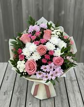 Букет цветов из:  Альстромерии, Гвоздики, Розы и Хризантемы #REPLACE_PRED# Фосфоритный