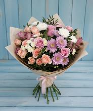 Букет цветов из:  Хризантемы, Розы и Альстромерии в Фосфоритный