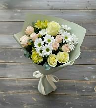 Букет цветов из:  Альстромерии, Розы и Хризантемы #REPLACE_PRED# Фосфоритный