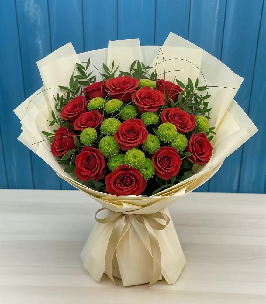 Букет цветов из: Розы и Хризантемы в Фосфоритный